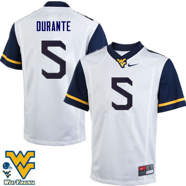 Men #5 Jovon Durante West Virginia Mountaineers College Football Jerseys-White - Click Image to Close